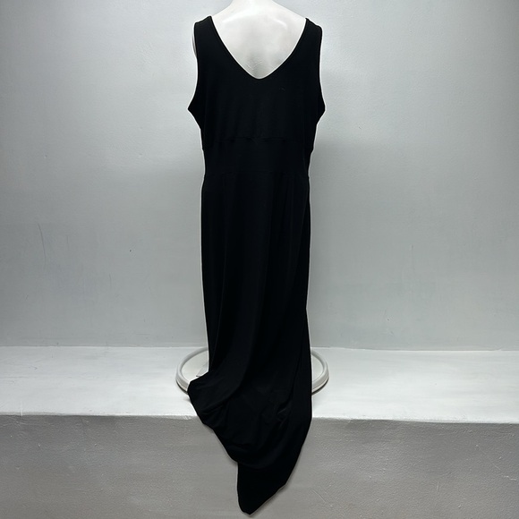 Clara Sun Woo Maxi Long Dress V-Neck Sleeveless Jersey Stretch Knit Black Large - Picture 7 of 12